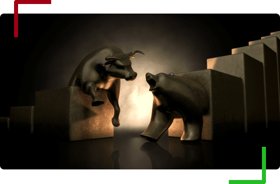 A Bull and a bear fighting. ECN Broker - 1:500 Leverage on Cryptos & Forex | OspreyFx 